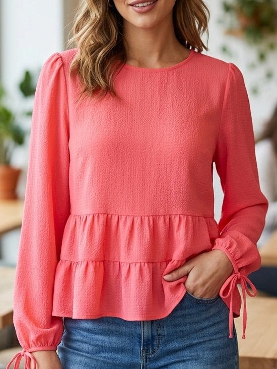 Lord & Taylor Tops - Design Coral Pink Tiered Blouse